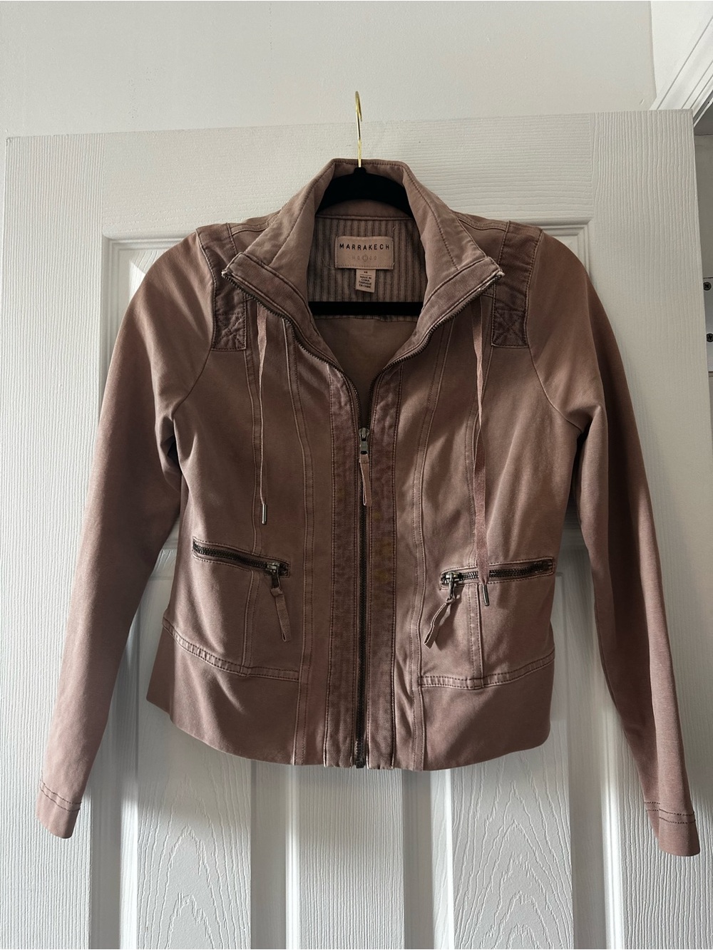 Marrakech Mauve Zip-Up Denim Jacket